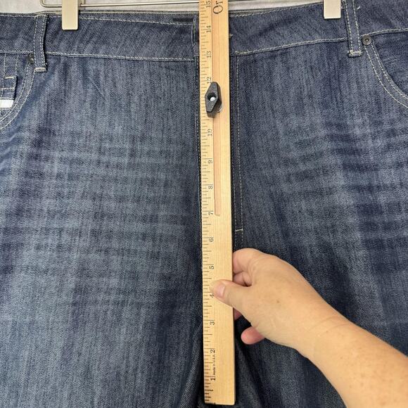 Ecko Unltd Shorts Mens 48 Blue Denim Dark Wash Embroidered Rhino Logo Y2K Baggy - Picture 8 of 10